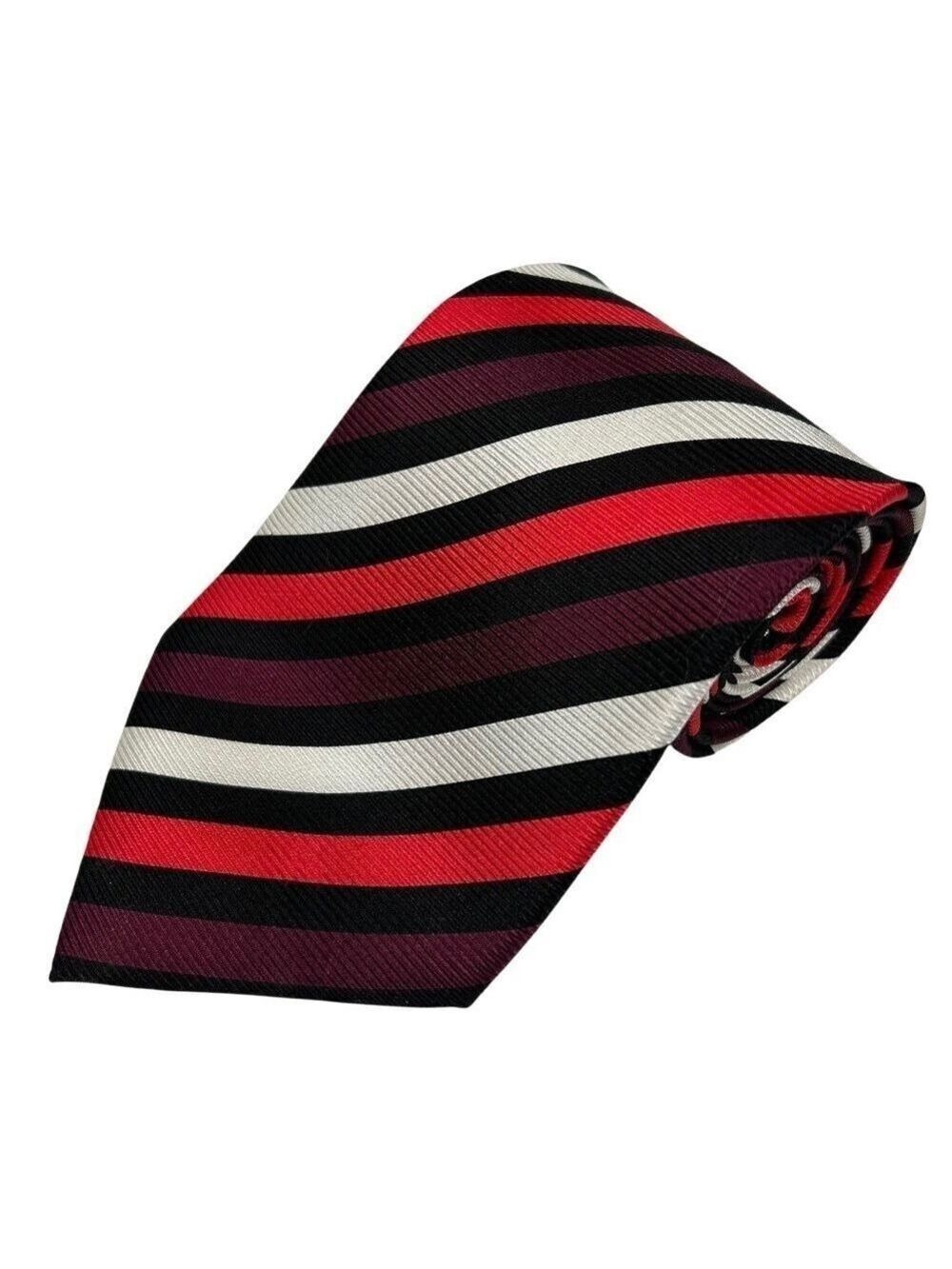 Bijoux Terner Men's Red, Purple Striped Handmade 100% Silk Tie
